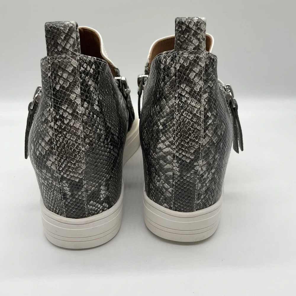 Boho Snakeskin Wedge Sneaker 9.5 Modern Edgy Hidden Heel Office Casual Shoe